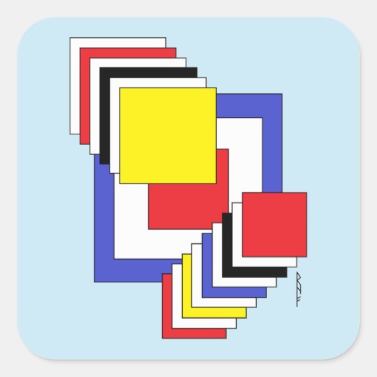 Abstracte Vierkanten Vierkante Sticker (Voorkant)