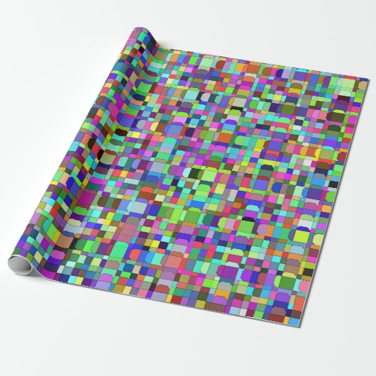 Abstracte vierkanten vormen multikleur patroon cadeaupapier (Uitgerold)