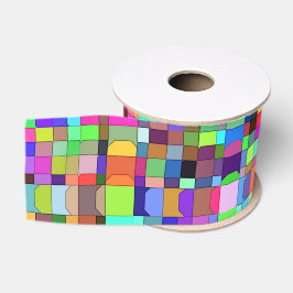 Abstracte vierkanten vormen multikleur patroon grosgrain lint