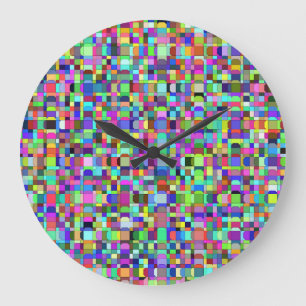 Abstracte vierkanten vormen multikleur patroon grote klok