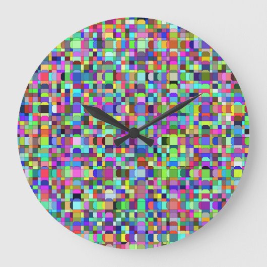 Abstracte vierkanten vormen multikleur patroon grote klok (Voorkant)