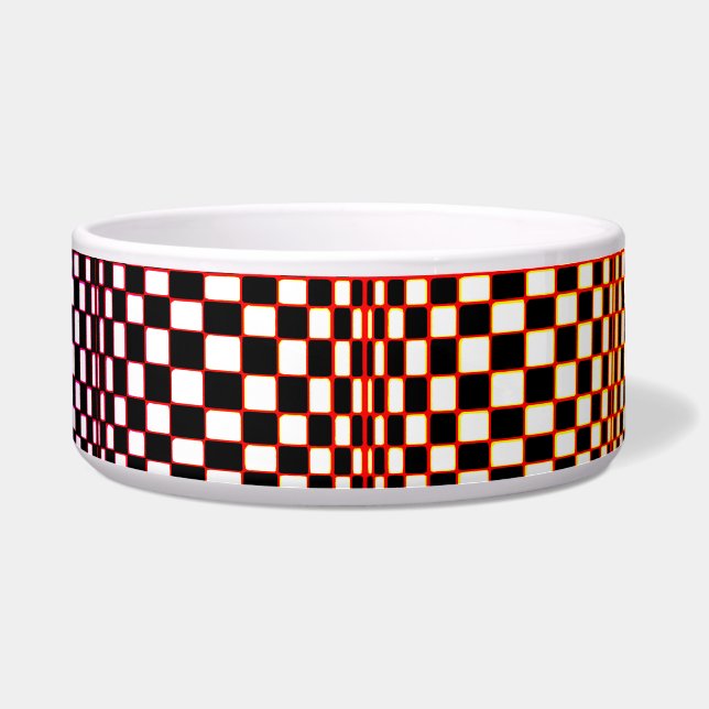 Abstracte vierkantjes 3 voerbakje (Voorkant)