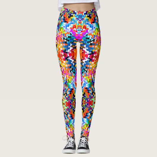 Abstracte vierkantjes die kleur hebben leggings (Voorkant)