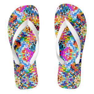 Abstracte vierkantjes die kleur hebben teenslippers