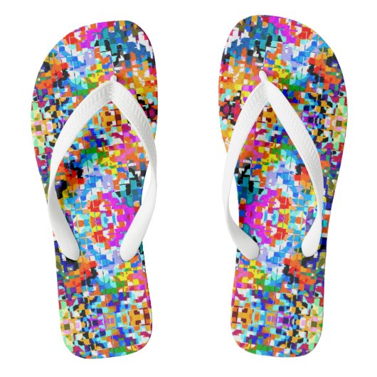 Abstracte vierkantjes die kleur hebben teenslippers (Voetbed)