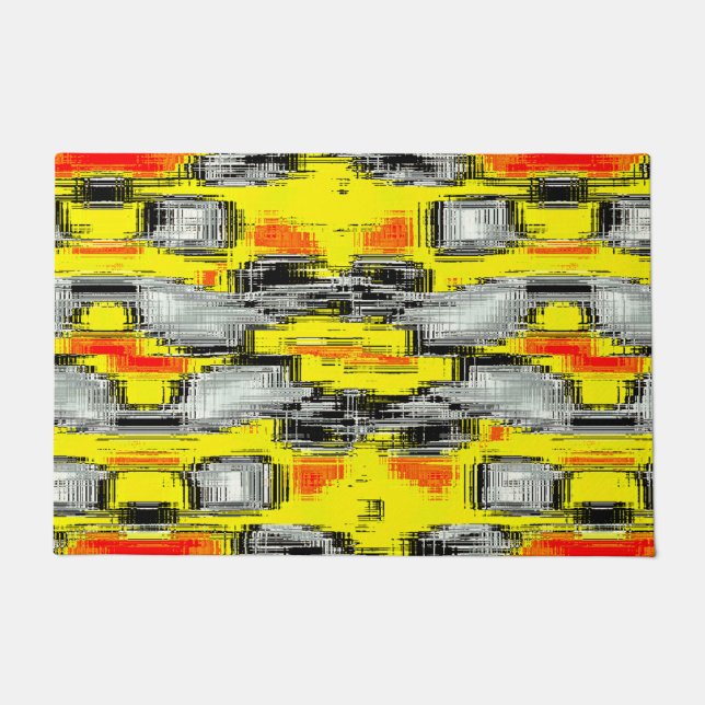 Abstracte vierkantjes gevormd uit krassen boven ge deurmat (Voorkant)