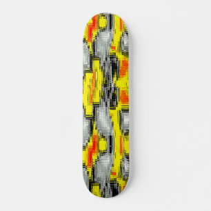 Abstracte vierkantjes gevormd uit krassen boven ge persoonlijk skateboard