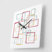 Abstracte vierkantjes Midden-Centraal Rood Blauw G Vierkante Klok (Hoek)