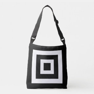 Abstracte vierkantjes op zwart-wit crossbody tas
