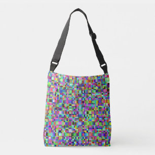 Abstracte vierkantjes vormen veelkleurig patroon crossbody tas