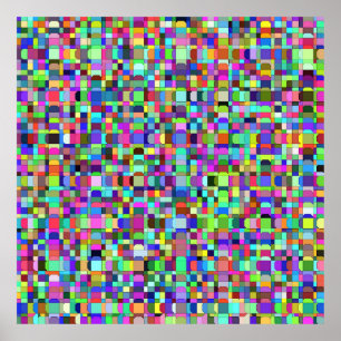 Abstracte vierkantjes vormen veelkleurig patroon poster