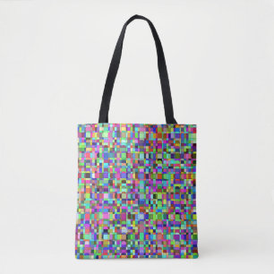 Abstracte vierkantjes vormen veelkleurig patroon tote bag
