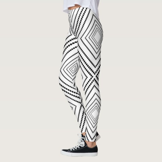 Abstracte vierkantjes zwart-wit leggings (Links)