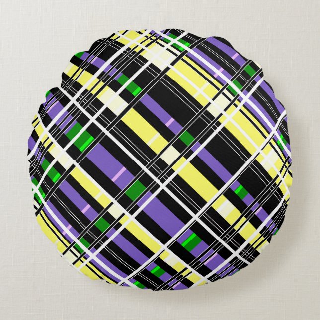 Abstracte vierkantsgeometrie zonder naadloze ingec rond kussen (Voorkant)