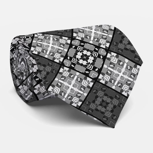 Abstracte vierkantsgeometrie zonder naadloze ingec stropdas (Opgerold)