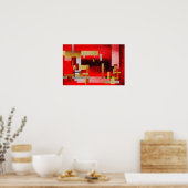 Abstracte vierkantskunst Poster afdrukken (Keuken)