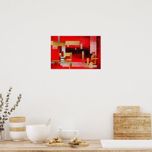 Abstracte vierkantskunst Poster afdrukken (Keuken)
