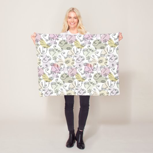 Abstracte vingerafdruklijn fleece deken (In situ)