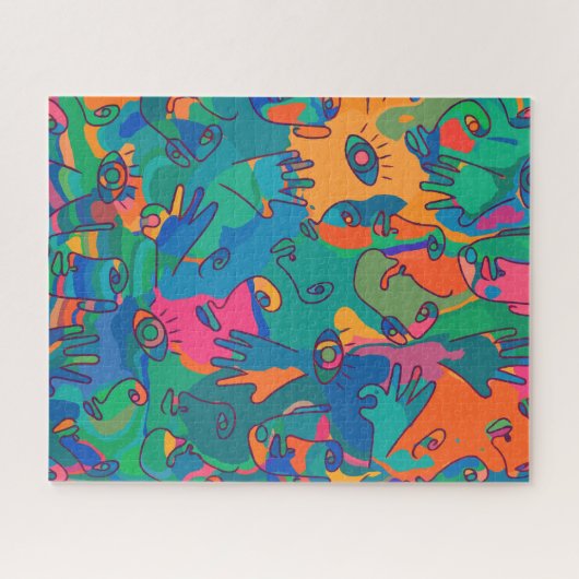  Abstracte vingerafdruklijn Legpuzzel (Horizontaal)