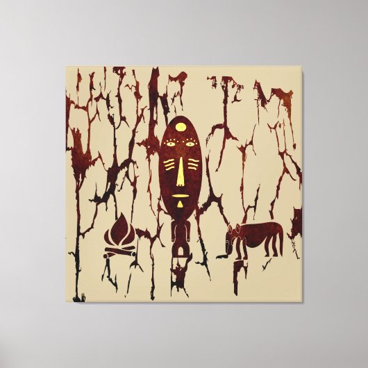 Abstracte vintage Afrikaanse stam scènekunst Canvas Afdruk (Voorkant)