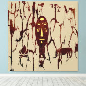Abstracte vintage Afrikaanse stam scènekunst Canvas Afdruk (Insitu (Houten vloer))