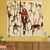 Abstracte vintage Afrikaanse stam scènekunst Canvas Afdruk (Insitu (Woonkamer))