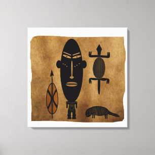 Abstracte vintage Afrikaanse stamgezichtskunst Canvas Afdruk