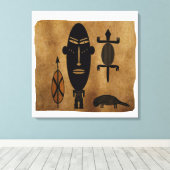 Abstracte vintage Afrikaanse stamgezichtskunst Canvas Afdruk (Insitu (Houten vloer))