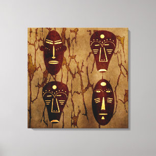 Abstracte vintage Afrikaanse stamgezichtskunst tek Canvas Afdruk