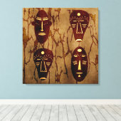 Abstracte vintage Afrikaanse stamgezichtskunst tek Canvas Afdruk (Insitu (Houten vloer))