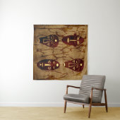 Abstracte vintage Afrikaanse stamgezichtskunst tek Wandkleed (In Situ (horizontaal))