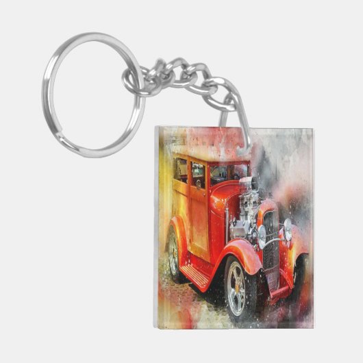 Abstracte Vintage-auto AcrylSleutelhanger Sleutelhanger (Voorkant Links)