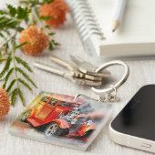 Abstracte Vintage-auto AcrylSleutelhanger Sleutelhanger (Voorkant Rechts)