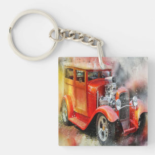 Abstracte Vintage-auto AcrylSleutelhanger Sleutelhanger