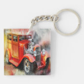 Abstracte Vintage-auto AcrylSleutelhanger Sleutelhanger (Achterkant)