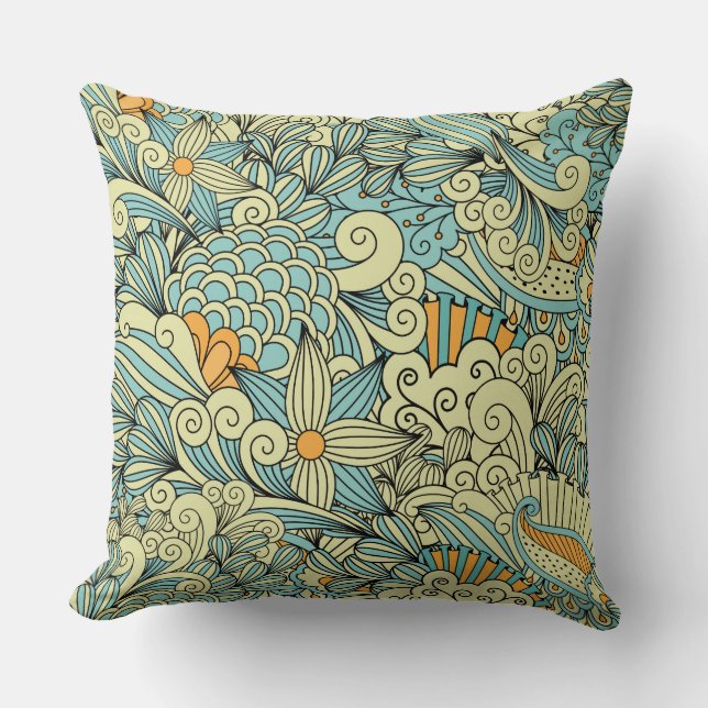 Abstracte Vintage Bloemen Kussen (Voorkant)