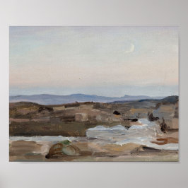 Abstracte vintage landschap zonsondergang kunstpri poster