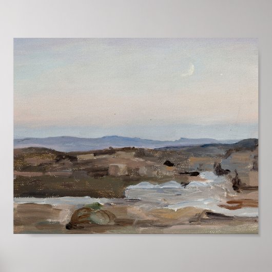 Abstracte vintage landschap zonsondergang kunstpri poster (Voorkant)