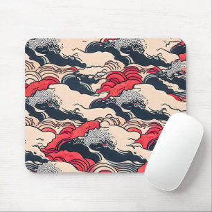 Abstracte vintage oceaangolven Japanse stijl kunst Muismat