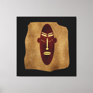 Abstracte vintage oude Afrikaanse stamgezichtsteke Canvas Afdruk