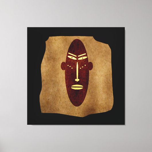 Abstracte vintage oude Afrikaanse stamgezichtsteke Canvas Afdruk (Voorkant)