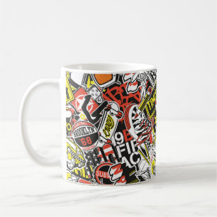 Abstracte vintage van de New Yorkse sticker patchw Koffiemok