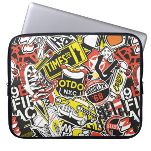 Abstracte vintage van de New Yorkse sticker patchw Laptop Sleeve