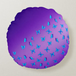Abstracte violet Moonbeams en Butterflies Rond Kussen