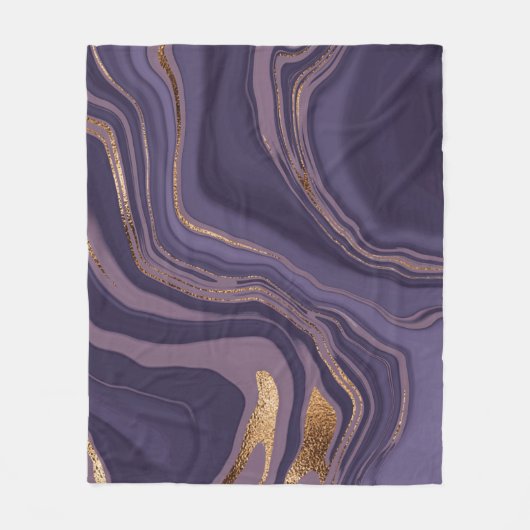 Abstracte violetmarmer met goud fleece deken (Voorkant)
