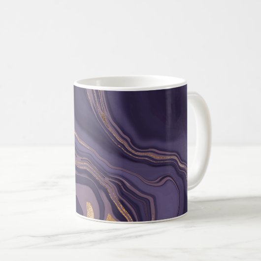 Abstracte violetmarmer met goud koffiemok (Voorkant rechts)