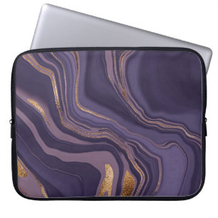 Abstracte violetmarmer met goud laptop sleeve