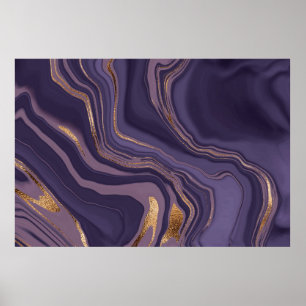 Abstracte violetmarmer met goud poster