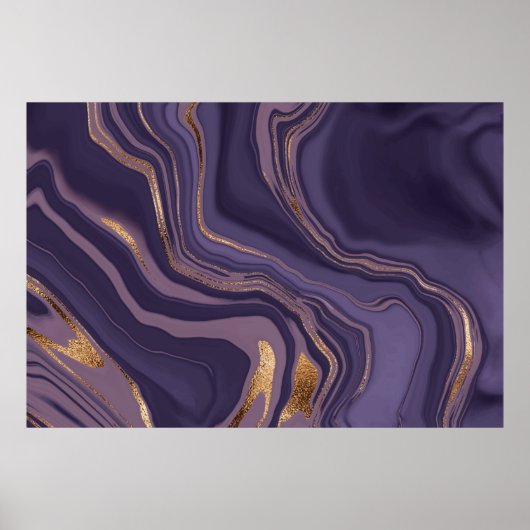 Abstracte violetmarmer met goud poster (Voorkant)