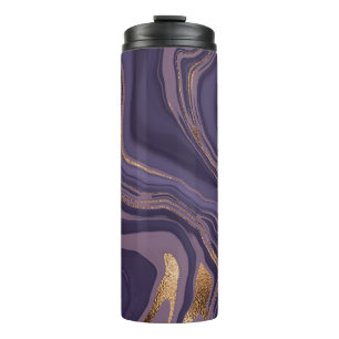 Abstracte violetmarmer met goud thermosbeker